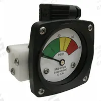 MIDWEST INSTRUMENT 3-Color Differential Pressure Indicator: 1,000 psig Max. Static Pressure, 522 (MPN 522P-050-LA). Key specifications — Brand: MIDWEST INSTRUMENT; Accuracy: ±5% of Full Scale; Sensor Material: Buna-N; Housing Material: Acetal Plastic; Transition Points: 0 psid to 20 psid (Green) / 20 psid to 30 psid (Yellow) / 30 psid to 50 psid (Red).