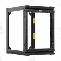 EATON TRIPP LITE Server Rack: 12 Rack Units, Wall Mount, 29 5/8 in x 22 1/4 in x 25 1/4 in, Steel (MPN SRWO12US2). Key specifications — Brand: EATON TRIPP LITE; Includes: (2) Wall-Mount Bracket Frames; Material: Steel; Features_Broad: 2 Post; Hinged Front.