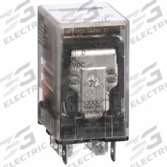 SCHNEIDER General Purpose Relay: Socket Mounted, 15 A Current Rating, 24V DC, DPDT, 8 Pins/Terminals (MPN 8501RSD42P14V53). Key specifications — Brand: SCHNEIDER; Base Type: Square; Mounting Style: Socket; Pin Shape: Flat; Electrical Connection: Quick-Connect; Manufacturer Part Number: 8501RSD42P14V53; Series: Square D 8501R Miniature Series.