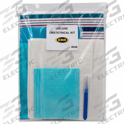 EMI Obstetrical Kit: 30 Components, Plastic, Poly Bag, Clear, Obstetrical Kit - Trauma Kit Refills