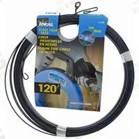 IDEAL Fish Tape: 120 ft Lg, Flat Tape Shape, Formed Hook End Style, 12 in Case Dia, 31-036. Key specifications — attr306613: 31-036; attr306630: Blued-Steel; attr306616: IDEAL; attr544274: 12 in.