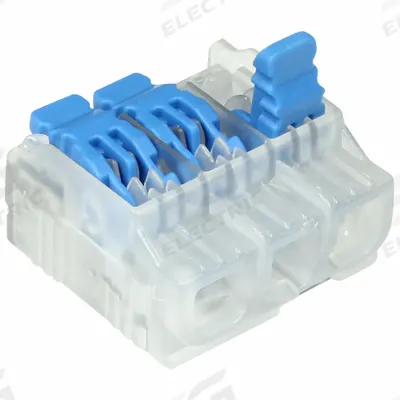 IDEAL Lever Wire Connector: 3 Port, 24 AWG – 12 AWG Solid Wire Size Range, 20 A - Compact Lever Wire Connectors