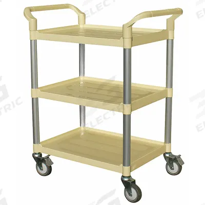 APPROVED VENDOR Utility Cart: 250 lb, 3 Shelves, 24 in L x 18 in W Self, Beige - Service Utility Carts