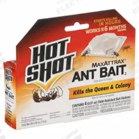 HOT SHOT Ant Killer: For Use On Crawling Insects, Bait Box Trap, Indoor Use, 4 PK (MPN HG-2040W). Key specifications — Brand: HOT SHOT; Indoor/Outdoor Use: Indoor; Insect Group: Crawling; Targeted Insects: Ants; Trap Style: Bait Box.