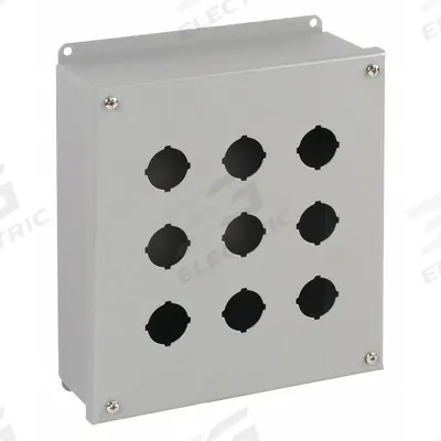 WIEGMANN Push Button Enclosure: 30mm, 9 Holes, Carbon Steel - Enclosures for 30mm Operators