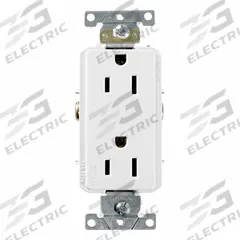 LEVITON Duplex Receptacle Outlet: Duplex, 5-15, White, 125V AC, 15 A, 2 Pole / 3 Wire (MPN 16242-W)