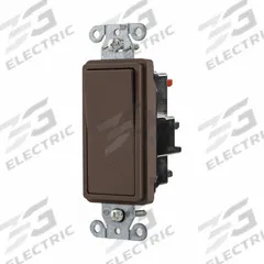HUBBELL Wall Switch: Rocker Switch, Single Pole, Maintained, Brown, 120/277V AC, 15 A (MPN DS115ST). Key specifications — Illuminated: No; Voltage Rating: 120/277V AC.