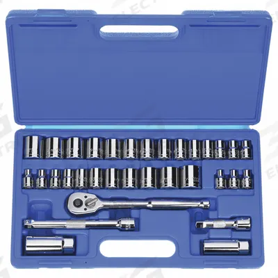 WESTWARD Socket Wrench Set: 3/8 in Drive, 33 Piece, 12-Point - SAE & Metric Socket Sets with Drive Tools