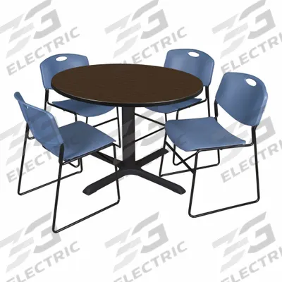 CAIN Cafe/Breakroom Table: Laminate, Walnut, 29 in Overall Ht - Max, Circle - Movable Table & Chair Kits