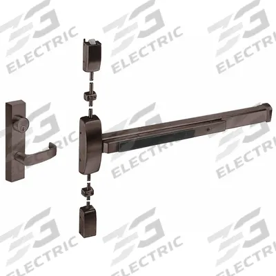 SARGENT Surface Vertical Rod: 36 in Max Door Wd - Surface Vertical Rod Push Bars