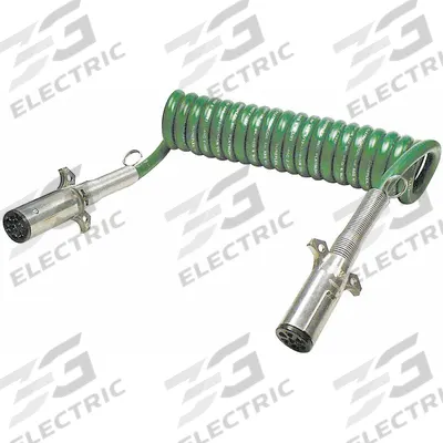 SUREFLEX Coiled ABS Power Cord: 7-Way, 15 ft Wire Lg, 15 ft Overall Lg, J2394 (MPN SFA155CE-40) - Fleet and Vehicle Maintenance