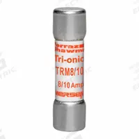 MERSEN Fuse: TRM Series, Midget, Time-Delay, 800 mA, 250 V AC, 13/32 in x 1 1/2 in, Non-Indicating (MPN TRM8/10). Key specifications — Series: TRM; Brand: MERSEN.