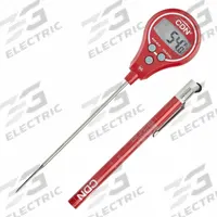 CDN Lollipop Thermometer: Food Safety, LCD, 7 in Overall Lg, NSF Certified (MPN DTL572-R). Key specifications — Accuracy: ±1.3 ° F or ±0.72 ° C; Brand: CDN; Case Material: Plastic; Display Type: LCD; Features: 304 Stainless Steel Stem; Lens Material: LCD; NSF Certified: Yes; Thermometer Type: Lollipop Thermometer.