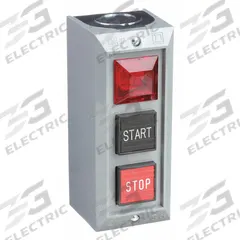 SQUARE D Control Station: (2) Push Buttons, 1 Pilot Lights, 1NO/1NC, Start/Stop, (3) Momentary (MPN 9001BG308). Key specifications — Operator Legend: Start/Stop; Operator Color: Black; Pilot Light Color: Red; Brand: SQUARE D; Environments & Applications: Indoor Use Only; Operator Configuration Type: (2) Push Buttons; Pilot Light Lamp Supply Voltage: 120V AC/DC.