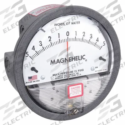 Dwyer Differential Pressure Gauge: Back/Single-Side, 1/8 in NPT Female, 2000 - Low Operating Pressure Differential Gauges