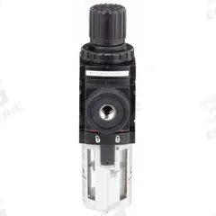 ARO Filter-Regulator: 1000 Series, 1/4 in NPT, 47 cfm, 5 micron, 0 psi to 60 psi, Manual Drain (MPN P39124-200). Key specifications — attr109419: ARO; attr109429: Aluminum; attr109463: No; attr109468: 1000.