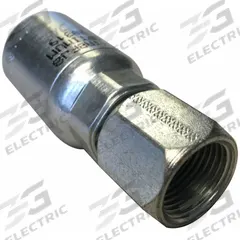 AEROQUIP Crimp Hose Fitting: Carbon Steel, Straight, -4 For Hose Dash Size, Female x Female, Swivel (MPN 4TA6FJ4). Key specifications — Fitting Gender: Female x Female; Fitting Connection Type: JIC x Crimp; Thread Size: 9/16"-18; For Hose Dash Size: -4; Brand: AEROQUIP.