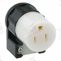 LEVITON Straight Blade Connector: 5-15R, 125V AC, 15 A, 2 Pole, 3 Wire, Black/White (MPN 5269-CA)