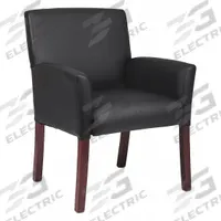 BOSS Armchair: Black, Mahogany, 0 Casters/Glides, 26 1/2 in Overall Wd, 35 1/2 in Overall Ht, Vinyl (MPN B619). Key specifications — Brand: BOSS; Back Material: Vinyl; Seat Material: Vinyl; Chair Material: Vinyl.