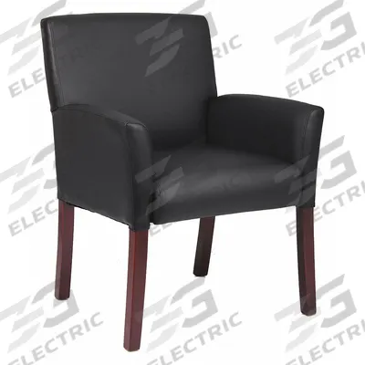 BOSS Armchair: Black, Mahogany, 0 Casters/Glides, 26 1/2 in Overall Wd, 35 1/2 in Overall Ht - Accent Chairs