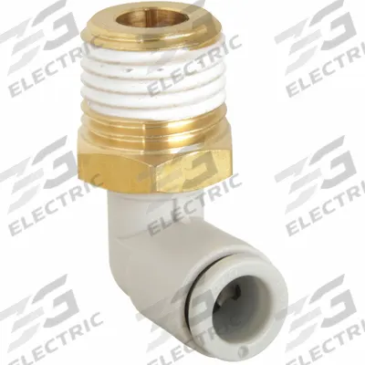 SMC Push-Fit Elbow Fitting: 10 mm OD x 1/8 in Pipe Size, Push-to-Connect x BSPT - Polybutylene & Brass Tube Fittings