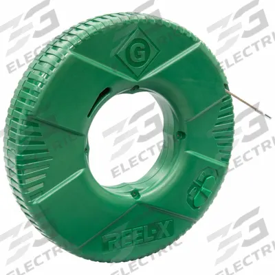 GREENLEE Steel Fish Tape: 65 ft Lg, Flat Tape Shape, Formed Hook End Style, 13 in Case Dia - Steel Fish Tapes