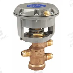 JOHNSON CONTROLS Pneumatically Actuated Diaphragm Valve: 1/2 in, Brass, 3-Way, Flare x Flare x Flare (MPN V-4332-1007). Key specifications — Diaphragm Material: Reinforced Synthetic Rubber; Actuator Operation: Air to Spring; Connection Type - Side 2: Flare; Brand: JOHNSON CONTROLS; For Media: Water; Inlet Connection: Flare; Diaphragm Valve Type: 3-Way; Connection Type-Side 1: Flare.