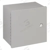 WIEGMANN Enclosure: Steel, 8 in x 8 in x 6 in, NEMA 1, Solid Cover, Hinged, Painted (MPN N1C080806). Key specifications — Brand: WIEGMANN; Closure Method: 1/4-Turn Latch; Knockouts: Not Included.