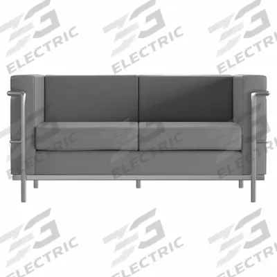 FLASH FURNITURE Sofa: Gray, Gray, Faux Leather, Metal, 43 1/2 in Seat Wd - Loveseats