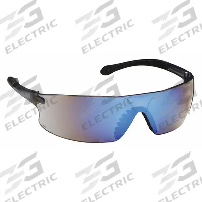 RADIANS Safety Glasses: Blue Lens, Frameless, Mirrored, Blue Frame - Padded Comfort-Fit Safety Glasses