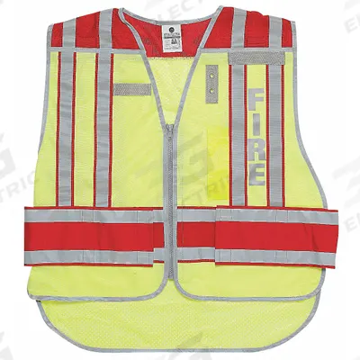 APPROVED VENDOR Fire Safety Vest: Safety Vest ANSI Class Class 2, Green/Red, Polyester