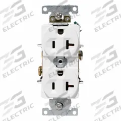 LEVITON Duplex Receptacle Outlet: Duplex, 5-20, White, 125V AC, 20 A, 2 Pole / 3 Wire (MPN C5362-W)