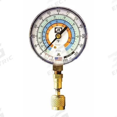 JB INDUSTRIES Low Side Gauge: Low Side Gauge, -14.7 psi to 500 psi, Non-Liquid Filled - Analog Low Side Compound Pressure Gauges