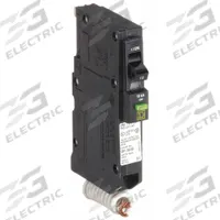 SQUARE D Miniature Circuit Breaker: 15 A, 120V AC, Single Phase, 10kA at 120V AC, 1 Poles (MPN QO115AFI). Key specifications — Phase: Single; Amps: 15 A; AC Voltage Rating: 120V AC; Max. AIR Rating: 10kA at 120V AC; For Use With: QO Load Centers and NQ Panelboards; Brand: SQUARE D.