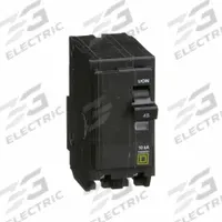 SQUARE D Miniature Circuit Breaker: 45 A, 120/240V AC, Single Phase, 10kA at 120/240V AC, 2 Poles (MPN QO245). Key specifications — Phase: Single; Amps: 45 A; AC Voltage Rating: 120/240V AC; Max. AIR Rating: 10kA at 120/240V AC; For Use With: QO Load Centers and NQ Panelboards; Brand: SQUARE D.