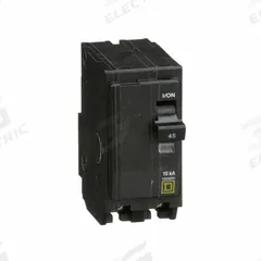 SQUARE D Miniature Circuit Breaker: 45 A, 120/240V AC, Single Phase, 10kA at 120/240V AC, 2 Poles (MPN QO245). Key specifications — Phase: Single; Amps: 45 A; AC Voltage Rating: 120/240V AC; Max. AIR Rating: 10kA at 120/240V AC; For Use With: QO Load Centers and NQ Panelboards; Brand: SQUARE D.