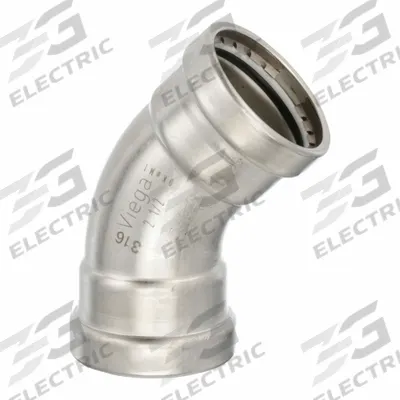 VIEGA PROPRESS Crimp Elbow Fitting: 2 1/2 in CTS x 2 1/2 in CTS Size, 45° Elbow - Potable Water Stainless Steel Press Tube Fittings