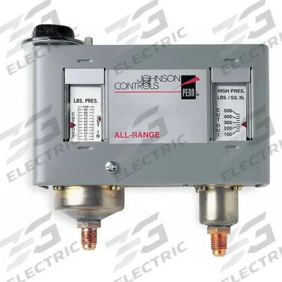 JOHNSON CONTROLS Dual Pressure Control: SPDT, 12 in Hg to 80 psi Low Side, 100 psi to 500 psi High Side - Dual Pressure Controls