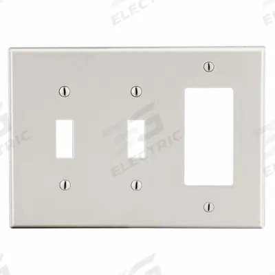 HUBBELL Wall Plate: Combo, 3 Gang, Almond - Combination Wall Plates
