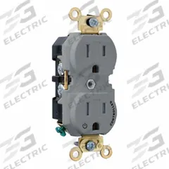 LEVITON Duplex Receptacle/Outlet, 15 Amp: Duplex, 5-15, Gray, 125V AC, 15 A, 2 Pole / 3 Wire (MPN 5262-1PG)