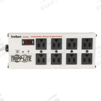 TRIPP LITE Outlet Strip: 8 Outlets, 25 ft Cord Lg, 3,840 J Rated Energy, 12 A Current, UL 1449, Gray (MPN ISOBAR825ULTRA). Key specifications — Brand: TRIPP LITE; Mounting Style: Keyhole.