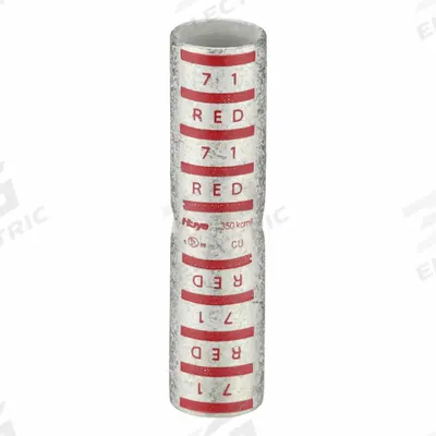 APPROVED VENDOR Open Barrel Splice: 350 kcmil Wire Size, Red Code, 3.79 in, Copper Barrel - Crimped Butt Splice Compression Connectors