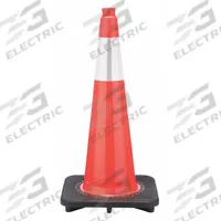 Traffic Cone with Bands: MUTCD/NCHRP-350, 28 in Cone Ht, Orange, High-Intensity Prismatic, PVC (MPN RS70032SR3M6). Key specifications — Base Color: Black; Brand: APPROVED VENDOR; Cone Material: PVC; Legend: Blank; Includes: Grip Top.