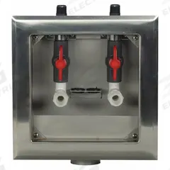 GUY GRAY Outlet Box: 1/2 in FPT, 1/4 in Turn, Center, 8.63 in Box Wd, 11.25 in Box Ht (MPN 82645). Key specifications — Valve Connection: 1/4 in Turn; Inlet Connection: 1/2 in FPT; Drain Location: Center; Brand: GUY GRAY.