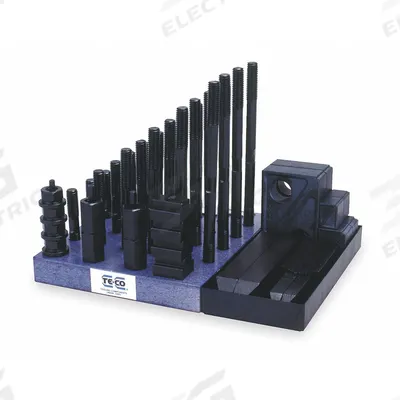 TE-CO Machine Clamping Kit: For 11/16 in T-Slot, 5/8"-11 Stud, 51 Pc - Machine Clamping Kits