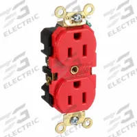 LEVITON Receptacle: Duplex, 5-15, Red, 125V AC, 15 A, 2 Pole / 3 Wire (MPN 5262-R)