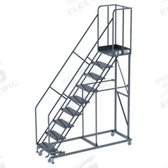 BALLYMORE Ladder: 7.5 ft Platform Ht, Assembled, Steel, Manual Lock, Perforated, 32 in x 88 in (MPN WT-LA093221P). Key specifications — Includes Handrails: Handrails Included; Material: Steel; Brand: BALLYMORE; Color: Gray.