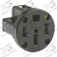 LEVITON Flush Mount Receptacle: Single, 14-50, Black, 125/250V AC, 50 A, 3 Pole / 4 Wire (MPN 279-PM)