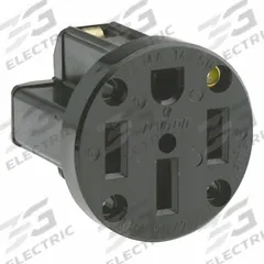 LEVITON Flush Mount Receptacle: Single, 14-50, Black, 125/250V AC, 50 A, 3 Pole / 4 Wire (MPN 279-PM)