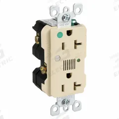 LEVITON Receptacle: Hospital Grade, Decorator Duplex, 5-20R, Ivory, 125V AC, 20 A, 2 Pole / 3 Wire (MPN 8380-I)